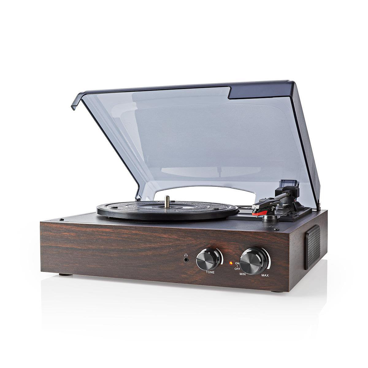 Nedis Tocadiscos 33  45  78 Rpm  18 W Conversión A Mp3  Abs  Mdf  Marrón