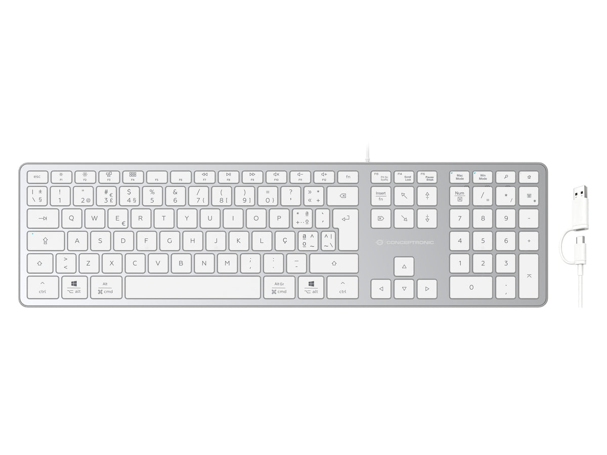 Conceptronic Usb Teclado Slim Usb-A/Usb-C Layout Pt Ws