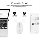 Ratón Inalámbrico Por Bluetooth Subblim Dual Flat Batería Recargable  Hasta 1600 Dpi  Blanco