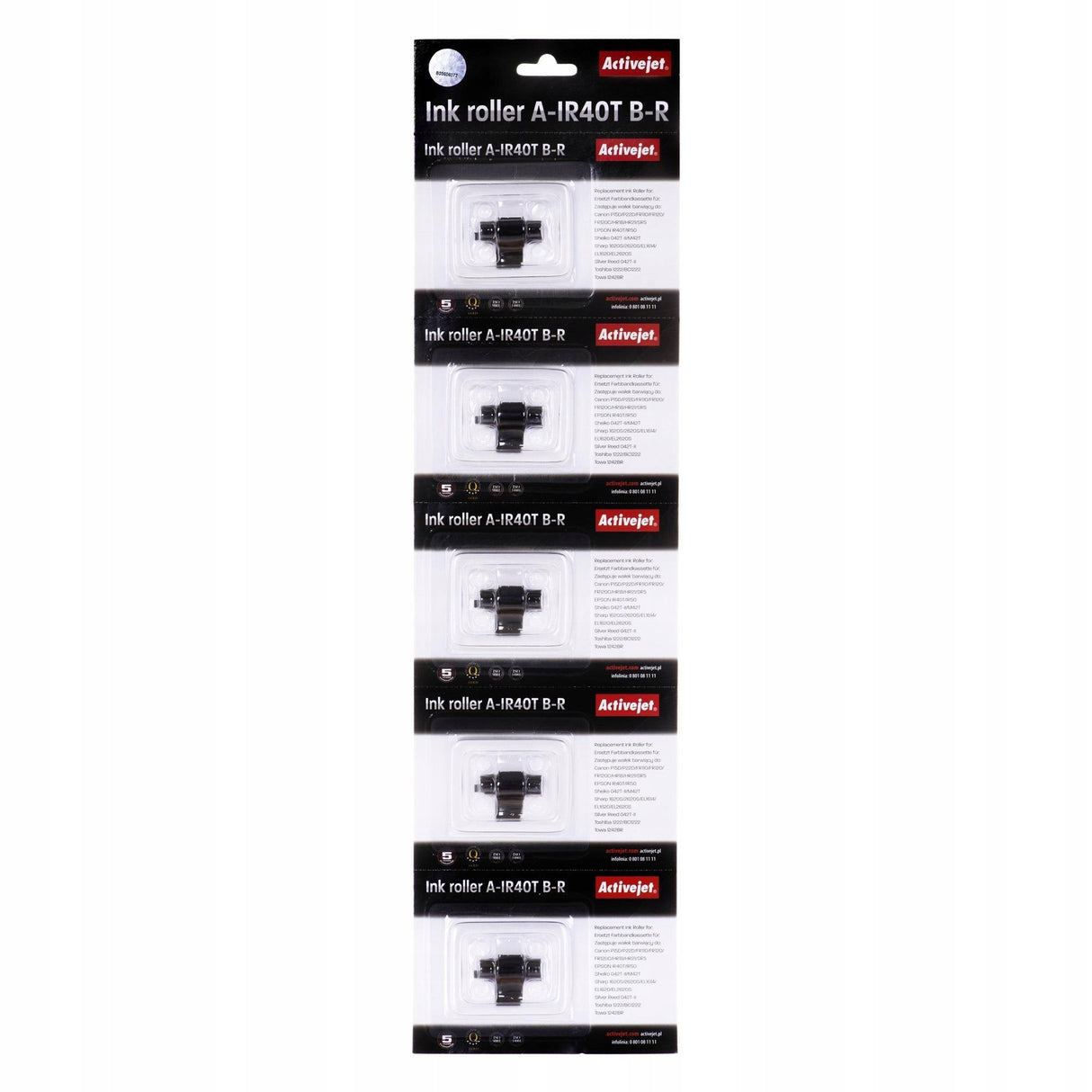 Juego 5 Rodillos De Color Activejet A-Ir40t (Reemplazo Para Epson Ir40t - Supreme - Negro Rojo 5 Piezas)