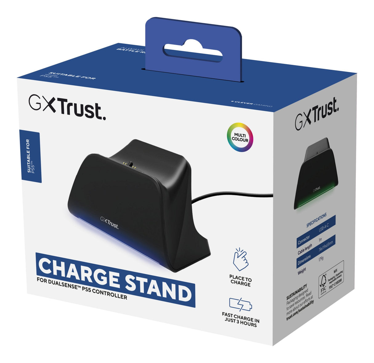Base De Carga Rapida Para Ps5 Gxt 255 Negro Trust Soporte De Carga Rápida / Indicadores Lumínicos