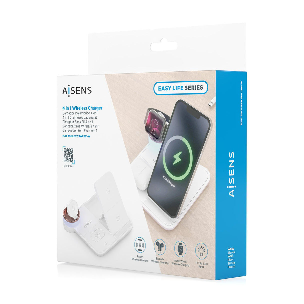 EAN 8435739903483 - AISENS ASCH-15W4WC061-W cargador de dispositivo móvil Auriculares, Smartphone, Reloj inteligente Cargador imagen 8
