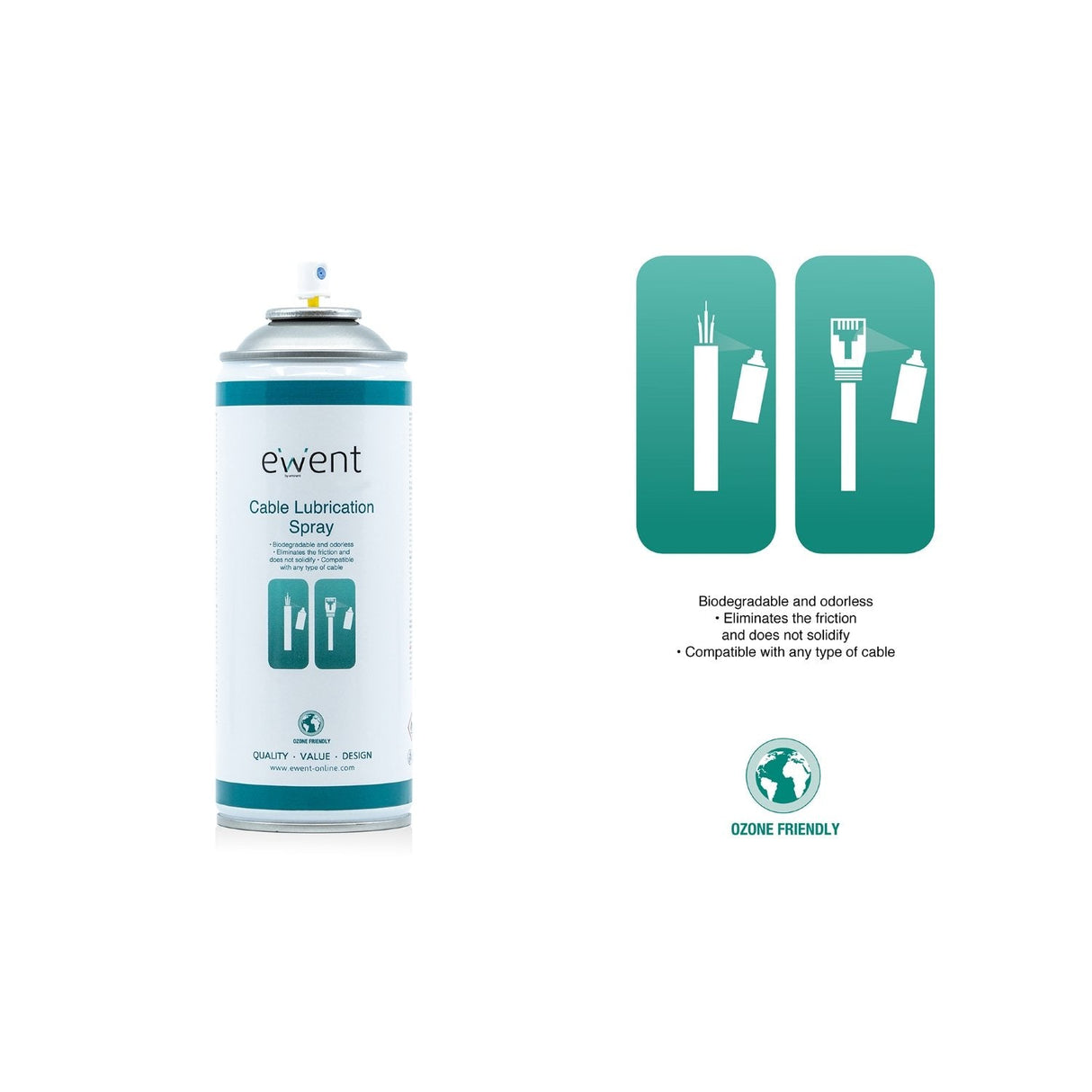 Limpiador Ewent Para Lubricacion De Cables 400ml/ Uso Vertical