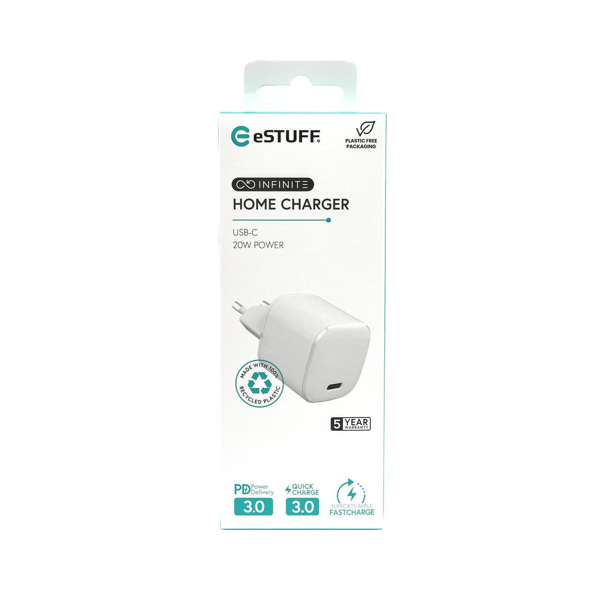 Infinite Usb-C Charger Eu Pd - 20w. 1 X Usb-C. White. - Recycled Plastic - Warranty: 60m