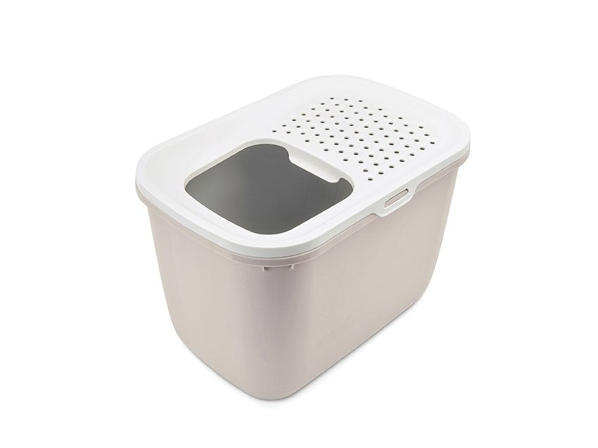 Savic Hop Marrón Café Con Tapa Blanca Bandeja Sanitaria Para Gatos  58,5x39x39,5 Cm  1 Ud.
