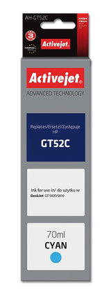 Tinta Activejet Ah-Gt52c (Reemplazo Para Hp Gt52c M0h54ae - Supreme - 70 Ml - Cyan