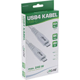 Inline® Usb4 Cable, Usb Type-C Male/Male, Pd 240w, 8k60hz, Tpe White, 0.5m