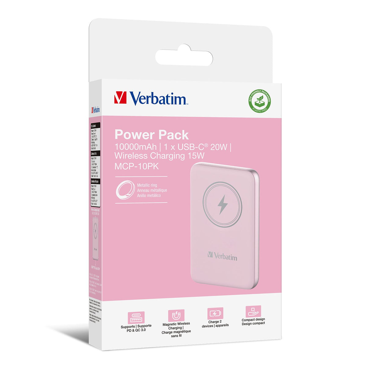 EAN 0023942322481 - Verbatim Charge 'n' Go Polímero de litio 10000 mAh Cargador inalámbrico Rosa imagen 5