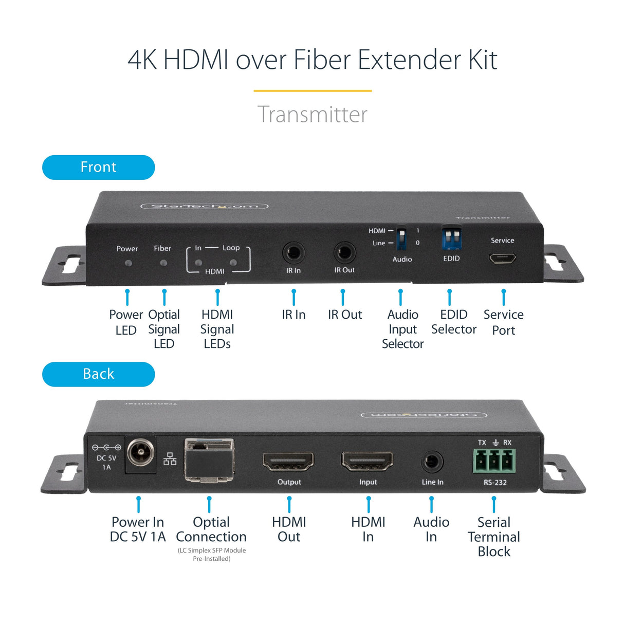 EAN 0065030897303 - StarTech.com ST121HD20FXA2 extensor audio/video Transmisor y receptor de señales AV Negro imagen 9