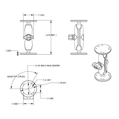 EAN 0793442101014 - RAM Mounts RAM-B-101U accesorio o pieza para soporte imagen 3