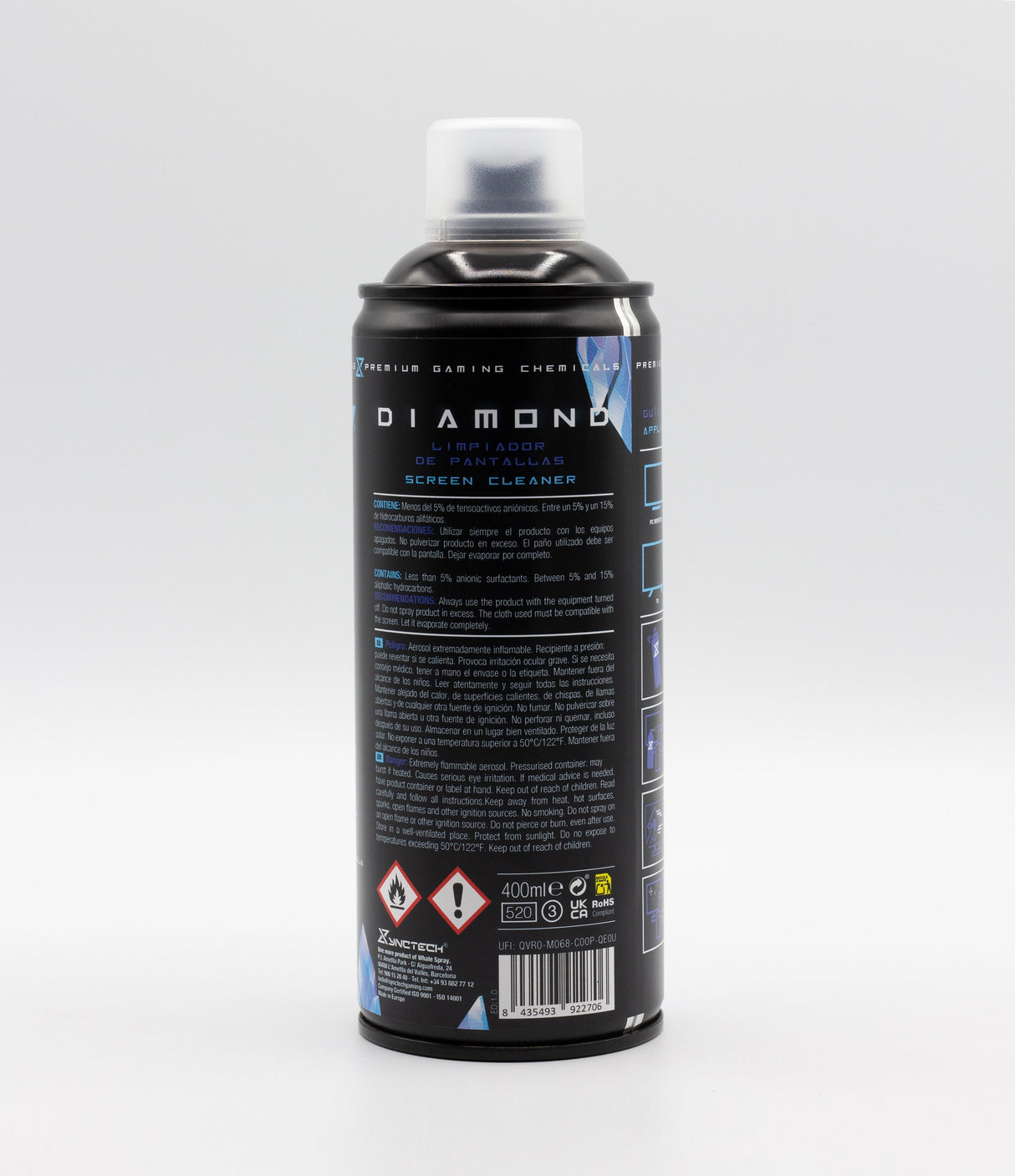 Synctech Espuma Activa Diamond Spray 400ml Para Limpieza De Pantallas Pulverizacion Micronizada Secado Rapido 8001s0020