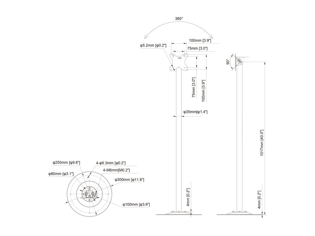 M Pro Series Single Pole Floorbase Vesa 75x75, 7350105210549