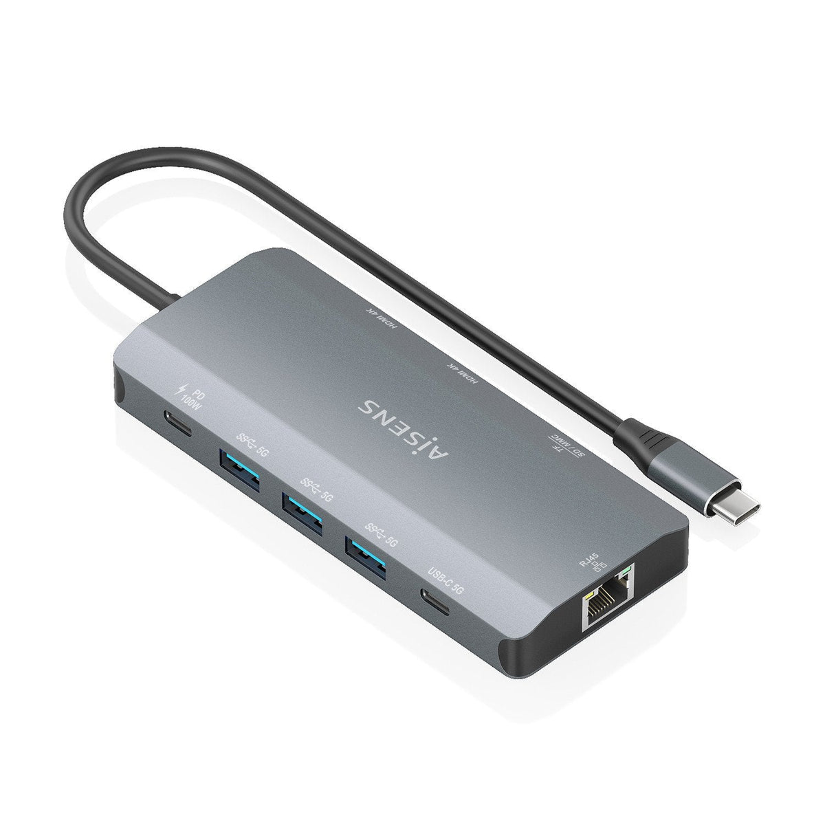 Docking Usb Tipo-C Aisens Asuc-10p052-Gr 2xhdmi 4k 1xrj45 3xusb 1xusb Tipo-C 1xusb Tipo-C Pd 1xlector De Tarjetas Gris
