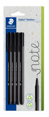 Staedtler Fineliner Triplus Rpp, Negro. 4st Bk