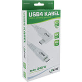 Inline Usb4 Cable, Usb Type-C, One Side Angled, Pd 240w, 8k60hz, Tpe White, 0.5m