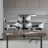 Aisens Soporte De Mesa Eco Giratorio E Inclinable Para 4 Monitores 8kg (4 Pivotes, 2 Brazos) De 13-27, Negro