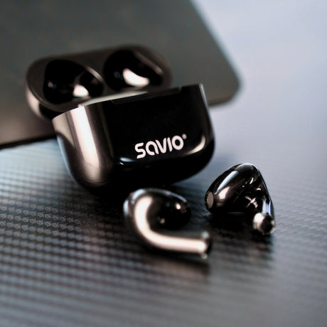 EAN 5901986049500 - Savio TWS-02 PRO auricular y casco Auriculares Inalámbrico Dentro de oído Música/uso diario USB Tipo C Bl imagen 11