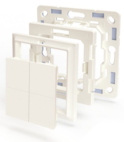 Shelly · Plug & Play Zubehör · \"Blu Wall Switch 4 Adaptador Gira & Merten\" · Blanco