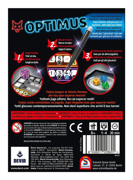 EAN 8436017228601 - Devir BGOPTIM juego de tablero Optimus 30 min Juego de mesa Familia imagen 4