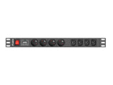 EAN 5901969414448 - Lanberg PDU-04E04I-0200-IEC-BK unidad de distribución de energía (PDU) 4 salidas AC 1U Negro imagen 2