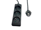 3-Way Power Strip French Type  E,1.5m Black