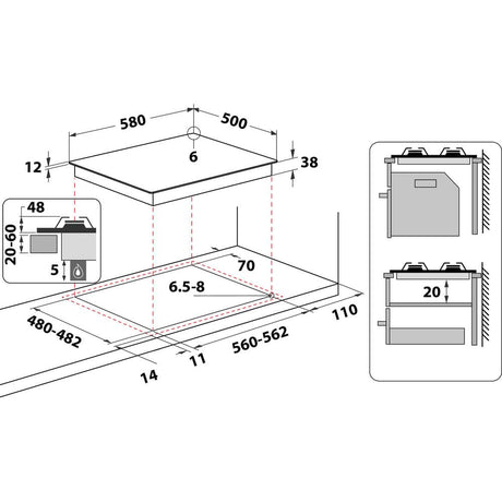 EAN 8003437808586 - Whirlpool AKM 268/IX Acero inoxidable Integrado Encimera de gas 4 zona(s) imagen 2