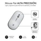 Raton Optico Wireless Mini Flat Silver Subblim Hasta 1600dpi/ Inalambrico/ Silent Click/ Ambidiestro