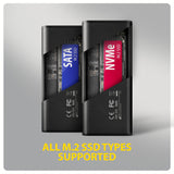 Eem2-Sd2b Obudowa Zewnetrzna Aluminiowa Bezsrubowa Usb-A/C 3.2 Gen2 M.2 Nvme/Sata Wyswietlacz Led, Czarny