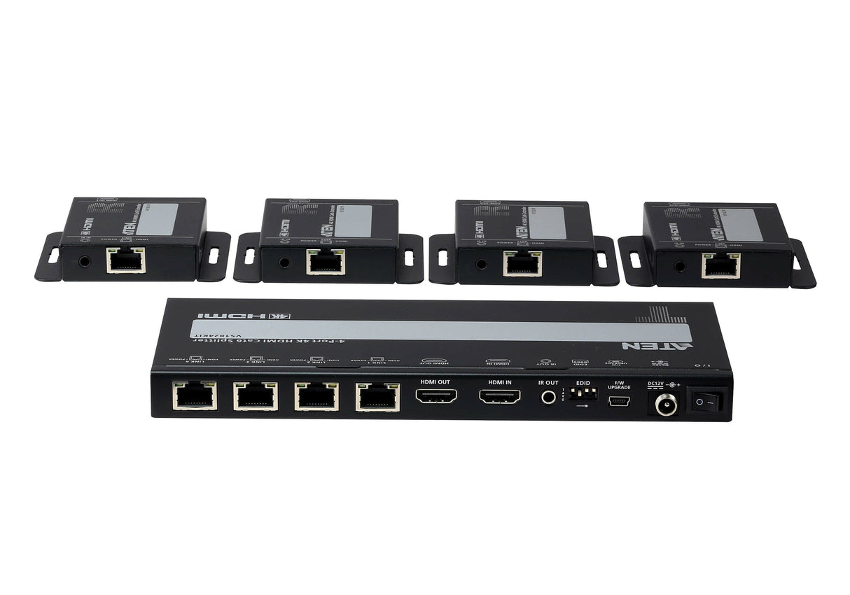 4-Port 4k Hdmi Cat 6 Splitter  With 4 Receivers Kit, With