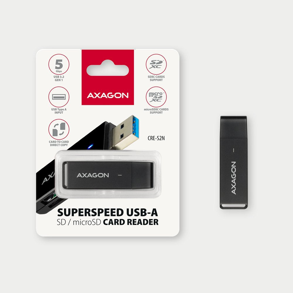 Lector De Tarjetas Interno Axagon Cre-S2n Usb-A 3.2 Gen 1, Sd, Microsd - Negro
