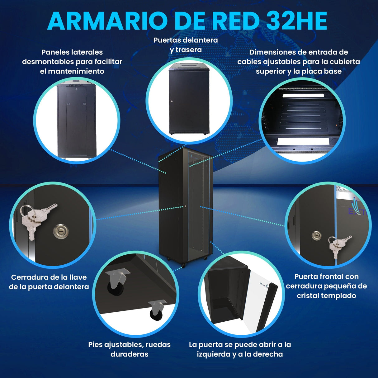 Armario Rack Extralink 32u 800x800 Negro