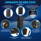 Extralink Armario 32u 600x1000 Standing Rackmount Cabinet Black