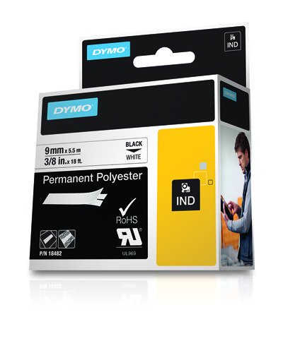 Dymo Rhino Cinta Id1-9 Negro/Blanco Polyester