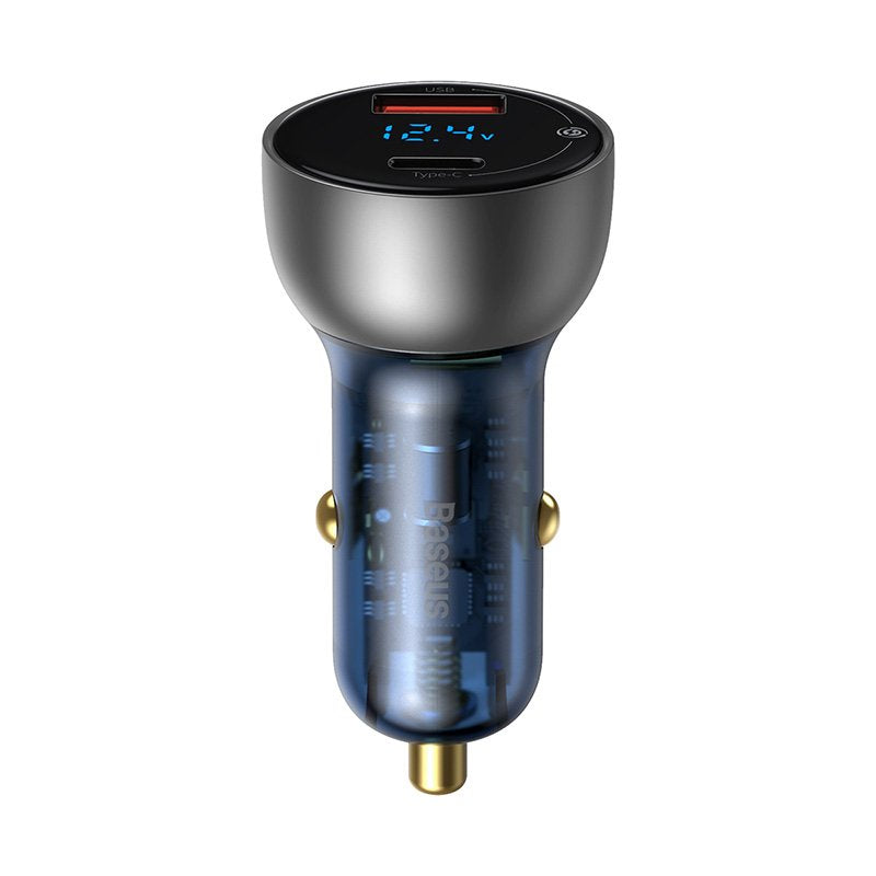 Baseus Adaptador De Coche Dual Con Pantalla Digital Usb-A Qc + Usb-C 65w, Ocre