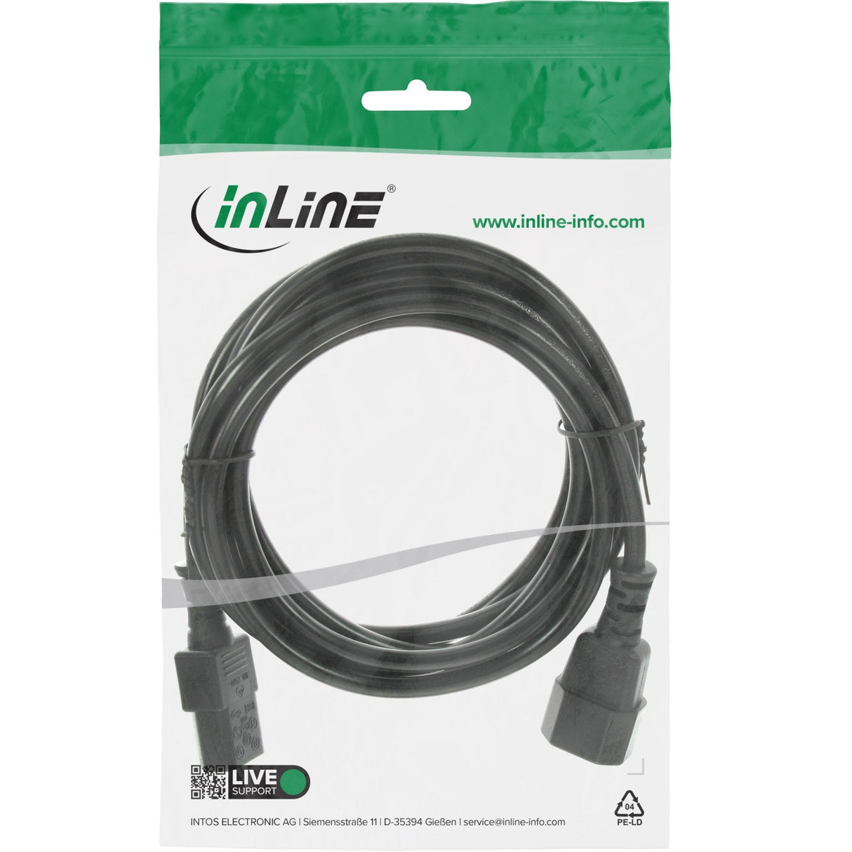 Cable De Alimentación Inline De 3 Pines Iec C13 A C14 Macho A Hembra Negro 5m