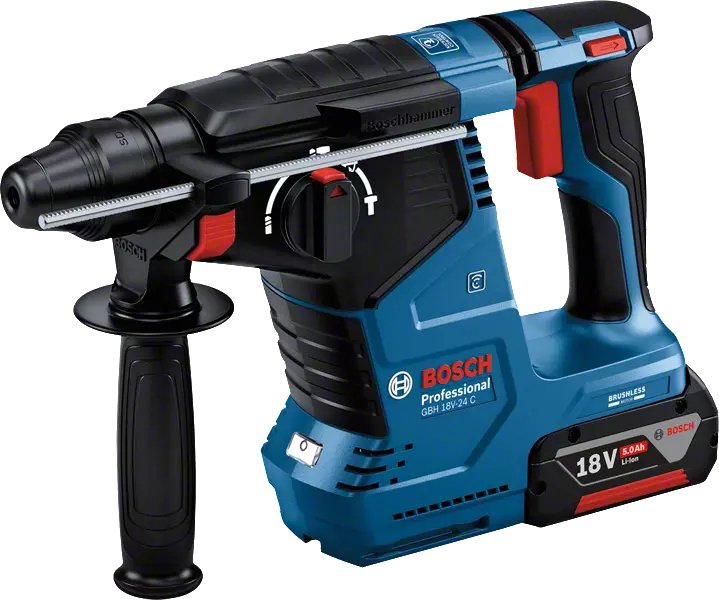 Taladro Percutor Inalámbrico Bosch Gbh 18v-24 C Professional, 18 Voltios (Azul/Negro, 2 Baterías Li-Ion 5.0ah, Bluetooth, En L-Boxx)