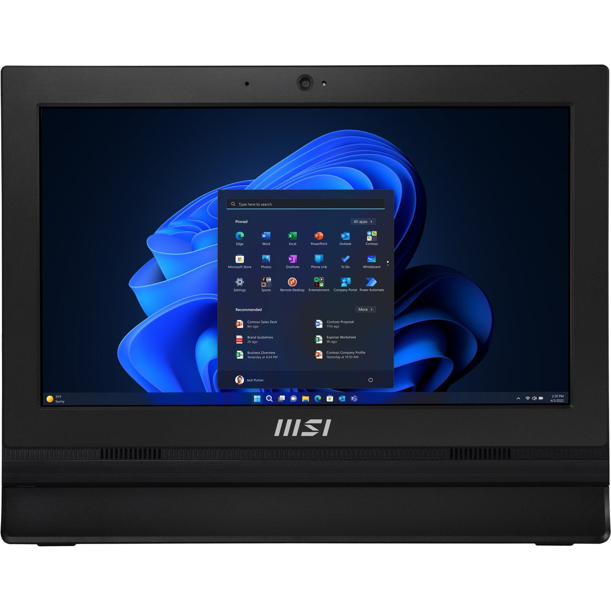 Msi Pro Ap162t Adl-025xfr Intel® N N100 39,6 Cm (15.6) 1920 X 1080 Pixels Pantalla Táctil Pc All-In-One 4 Go Ddr4-Sdram 256 Go Ssd Wi-Fi 6 (802.11ax) Negro