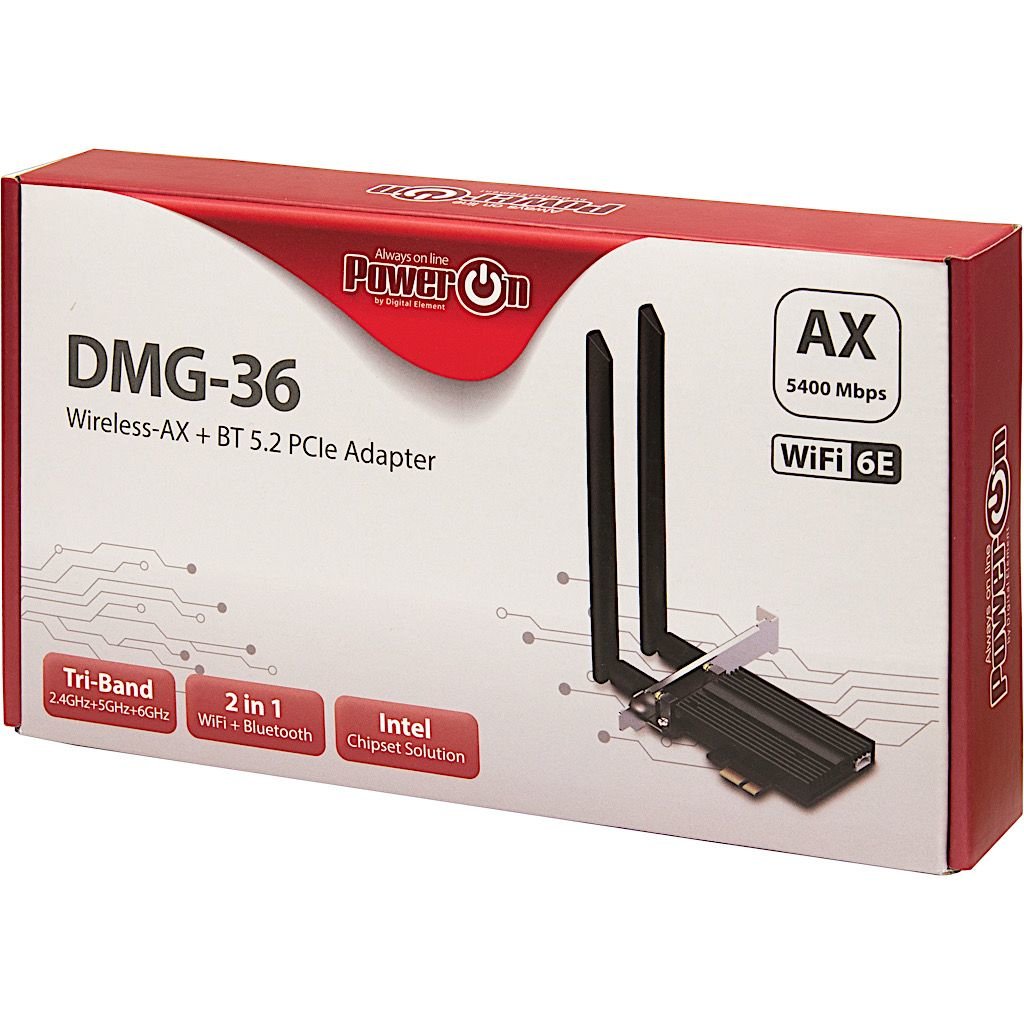 Inter-Tech Wi-Fi6e+ Bt5.2 Adaptador Pcie Dmg-36 5400 Mbps Retail