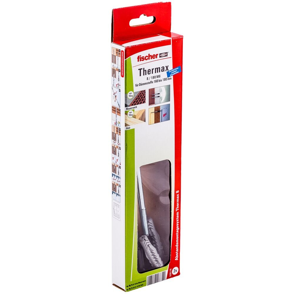 Fischer Sistema De Montaje A Distancia Thermax 8/180 M6 B, Tacos Negro/Gris, 2 Unidades 520115