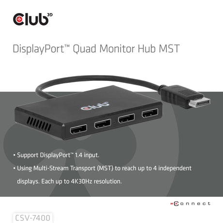 EAN 8719214473679 - CLUB3D CSV-7400 divisor de video 4x DisplayPort imagen 3