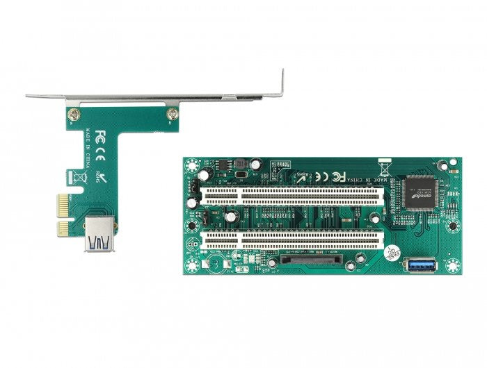 Tarjeta Riser Pci Express X1 A 2 X Pci 32 Bit Ranura Con Cable De 60 Cm