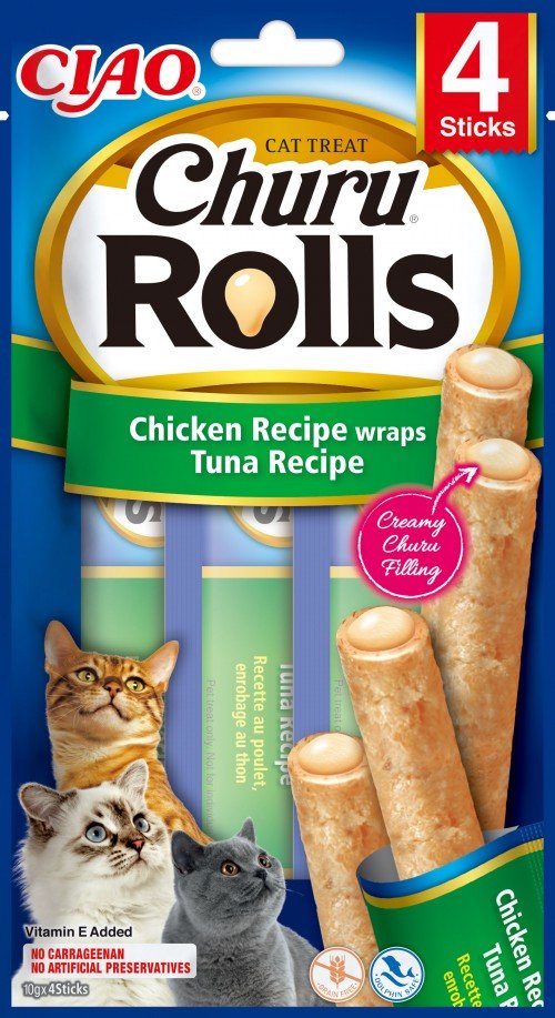 Goma Para Gatos Inaba Churu Rolls Chicken Recipe Wraps Tuna Recipe  4x10 G