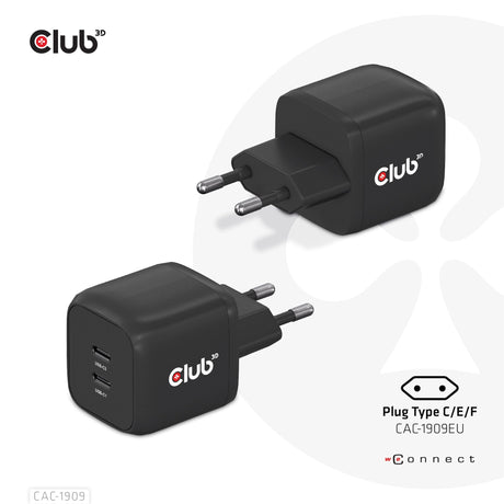 EAN 8719214472382 - CLUB3D CAC-1909EU cargador de dispositivo móvil Teléfono móvil, Portátil, Smartphone Negro Corriente alte imagen 1