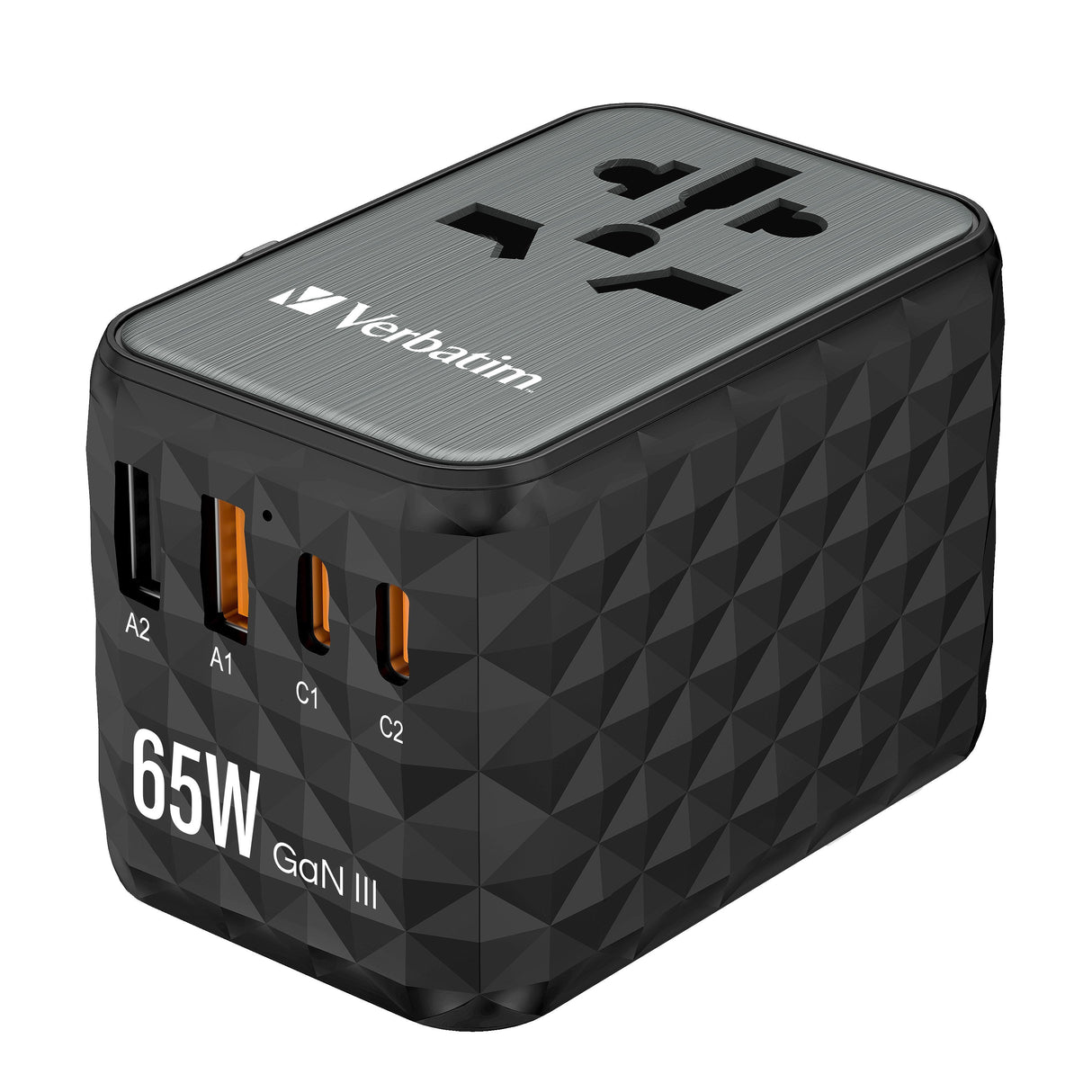 Cargador De Pared Universal Verbatim Uta-05 Gan Iii Toma De Corriente Universal 2xusb Tipo-C 2xusb 65w