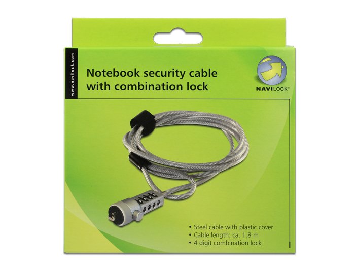 Navilock 20643 Cable Antirrobo Plata 1,8 M