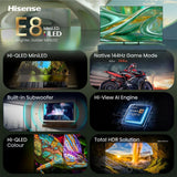 Tv Hisense 55e8s 55" Uhd 4k Miniled Gaming 144hz Dolby Vision Atmos Hdr10+