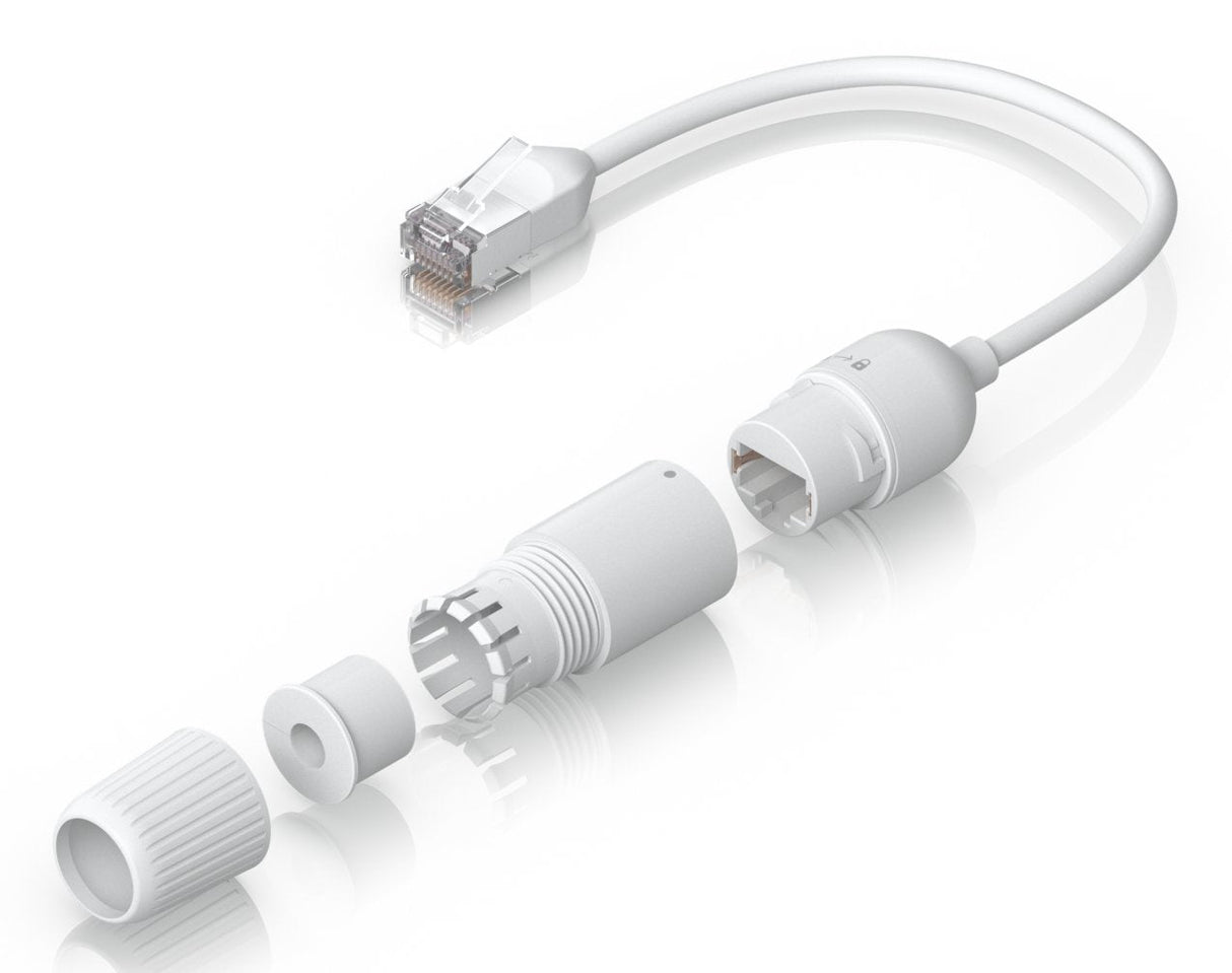 Ubiquiti Fácil Cable De Extensión Cat.6a F/Utp, Pack De 2 Series Blancas, Cable De 15 Cm, Tapa Impermeable Uacc-Cable-Extender-C6a