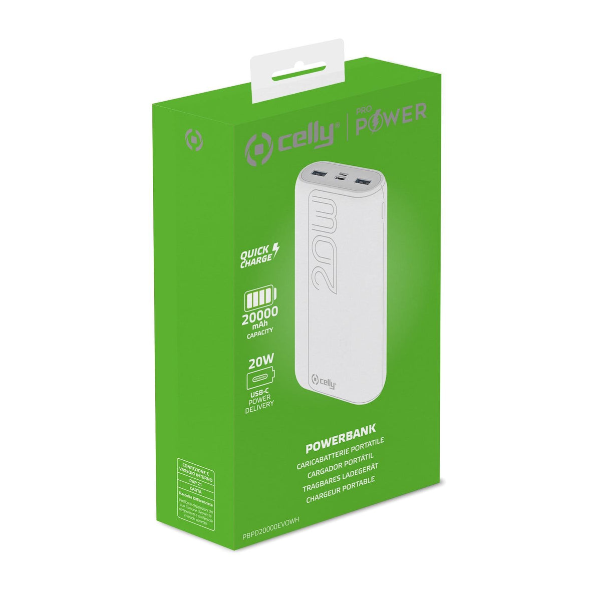 EAN 8021735198055 - Celly PBPD20000EVOWH batería externa 20000 mAh Blanco imagen 4