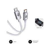Cable Optimus 60w Usb-C/Usb-C 2 M Blanco Subblim 60w/ Longitud: 2m/  Usb-C &Harr; Usb-C/ Pd