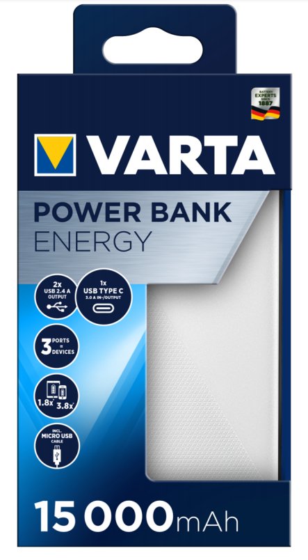 Varta Power Bank Energy 15000 15.000mah, 2xusb A, 1xusb C